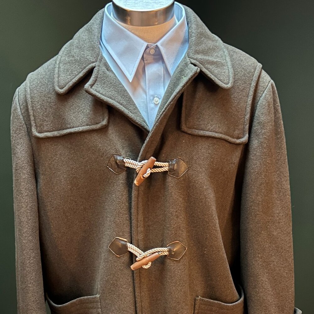 Vintage Peters Olive Green Men's‎ Duffle Coat Size 42 Made in USA